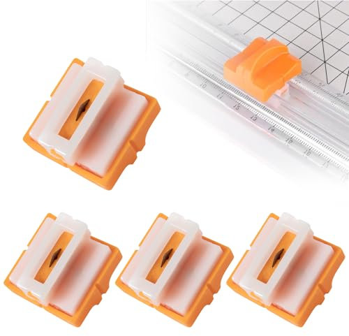 4 Stück Papierschneider Ersatzklingen mit Sicherheitssicherung Design, Blades Papierschneider, Papierschneiderklingen Surecut Plus mit Sicherheitsdesign Hochprofil-Tripletrack-Titan