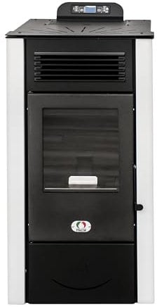 STUFE A PELLET ITALIA San Diego 12 Kw 5 Stelle Canalizzata - Stufa ad Aria Ventilata Efficienza 91% Scalda 120m² Autonomia 15H Certificata 5 Stelle 5 Potenze Programmabile Garanzia 24 Mesi Bianco