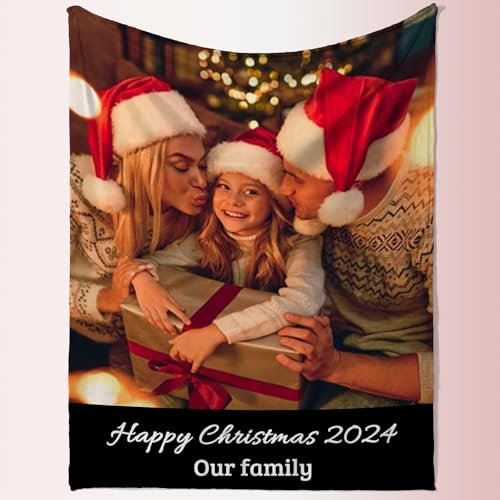 Rainsar Personalisierte Decke, Fotodecke 102x150 mit Eigenem Foto, Kuscheldecke Personalisiert, Decke Selber Gestalten, Personalisierte Geschenke Frauen für Geburtstag Weihnachten Hochzeit Jahrestag