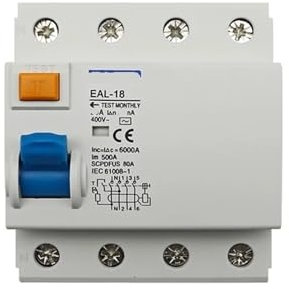 SHMKBDPF Disjoncteur électromagnétique à Courant résiduel, 4P 100/300mA AC, disjoncteur différentiel, Interrupteur de sécurité(100mA,4P 10A)