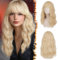 BARSDAR 46cm Gewellt Blond Perücke mit Pony, Mittel Lange Blond Perücke mit Pony für Frauen Hitzebeständig Lockige Synthetisches Schulterlange Perücke Cosplay Party - Licht Blond