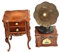 FLCPJGV Puppenhaus Miniatur Grammophon Maßstab 1:12 mit Schrank Mini Phonograph