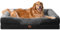EHEYCIGA Orthopädisches Hundebett Grosse Hunde, 106.5x76x18.5cm, Memory Foam Waschbar und Wasserdicht Hundekorb mit 4 Rändern, Hundesofa Hundecouch rutschfest, Grau/Schwarz