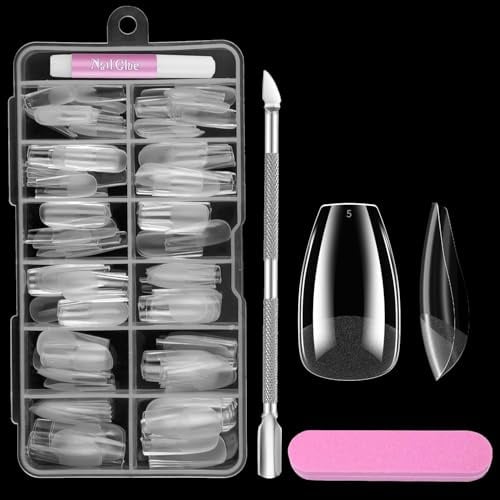 Venares Full Cover Nail Tips für Gelnägel Kurz, 120 Stück 12 Größen Nageltips Kurz für Gelnägel, Künstliche Nägel zum Aufkleben Tips Nägel Set mit Kleber Feilen Nagelpuffer Nagelhautschieber
