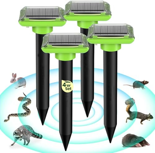 Mole Repeller, Solar Maulwurfschreck, Ultraschall Maulwurfschreck für Vertreiben Wühlmäuse, wühlmäuse vertreiben,Maulwürfe vertreibens, Wühlmausschreck, Maulwurf vertreiber (4 Stück)