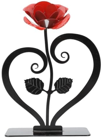 Jwthee Rose en Fer forgé fabriqué à la Main, Rose Éternelle en Fer Forgé à la Main avec Piédestal, Roses éternelle éternelle en Fers forgés Roses Artisanale en fers forgés