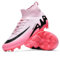 Xuanke Fußballschuhe Herren High Top Spike Cleats Outdoor Athletics Fußballschuhe Kinder Professionelle Trainingsschuhe Atmungsaktive Sport Fußball Stiefel Wettkampf AG/TF (Rosa 1,37)