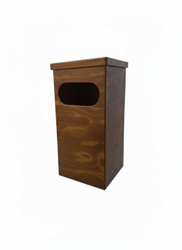 Pattumiera secchio bidone in legno portabusta sacchetto spazzatura cestino con coperchio gettacarte arredamento per esterno parco piscina condominio arredo raccolta differenziata 40x40x80h cm
