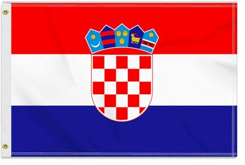 Bandera grande de Croacia de 60 x 90 cm, 2 x 3 pies mediana 150D Croata, resistente impresión lateral doble decoración ojales de latón Medium Croatia