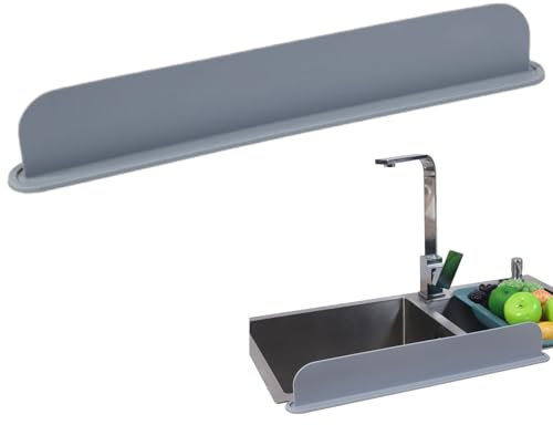 Protector contra salpicaduras de fregadero de cocina, barrera de agua extra larga de 52 cm para fregadero, protector de salpicaduras de agua de cocina de goma de silicona, barrera de agua para