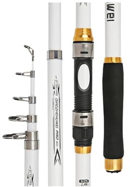 Teleskoprute,Angelrute Tragbare Angelrute aus Kohlefaser, 3,6 m, 3,0 m, 2,7 m, 2,4 m, 2,1 m, ultrahartes Fiberglas, Lange Distanz, Werfen auf das Casting(2.1 M)