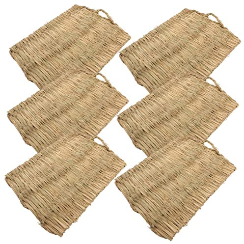 ERINGOGO 6pièces Tapis De Nidification Herbe pour Poules Et Petits Animaux Matelas Naturelle Fait Main Confortable Et