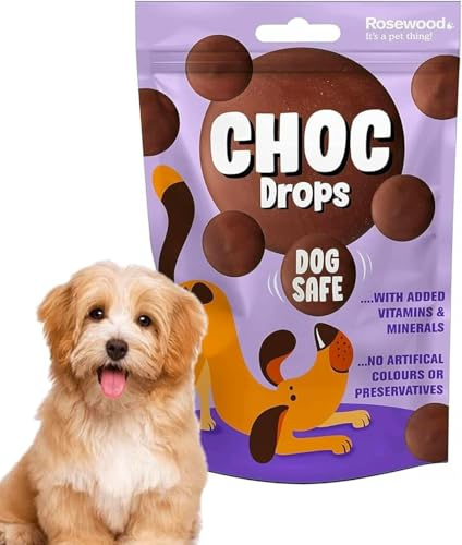 Rosewood Choc Drops – Dog-Safe Chocolate Treats with Added Vitamins | Cocoa-Free, Training Treats for Small, Medium & Large Dogs & Puppies
