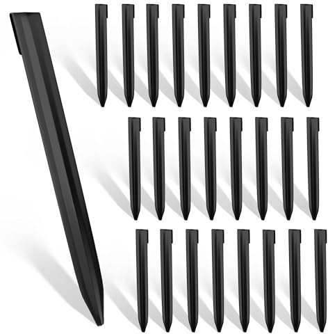 Worth Landscape Edging Stakes, 26Pcs 12Inch Corrugated Metal Garden Stakes Steel Bender Board Anchoring Spikes, Black