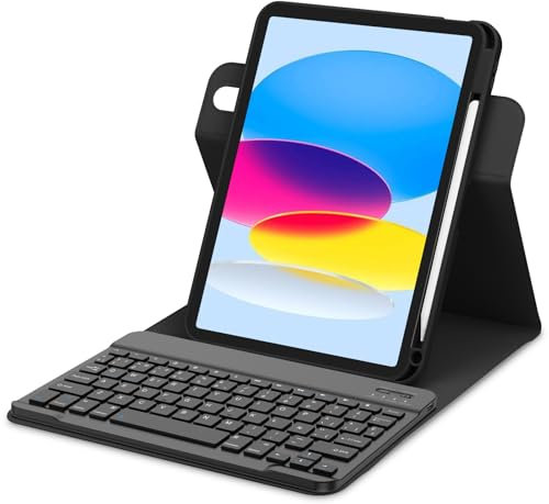 Bettdow Funda con Teclado para iPad 11 Generación A16 2025/iPad 10 Generación 2022 (11/10.9 Pulgada), Uso Vertical/Horizontal, Desmontable Español Ñ Teclado con Funda para iPad 10/11 Gen, Negro