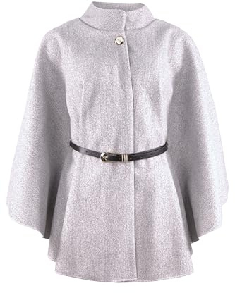 malito - Damen Cape Mantel - langarm Vintage Poncho modern & elegant - edle bequeme unifarbene Jacke - klassischer Umhang Freizeit & Alltag 4570 (Onesize XS-XL)