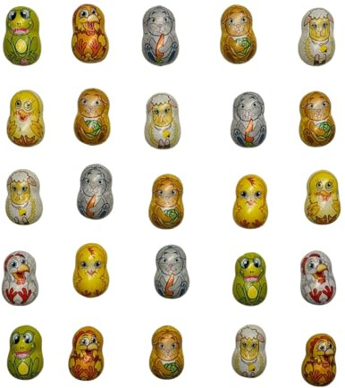OYOY | 250g Oster Schokolade Figuren I Milchschokolade mit Milchcremefüllung einzeln verpackt | 25 Stück | 7 Figuren I Osterhasen und Küken I Perfekt für Candy Bar & Ostersfeier I Geschenk