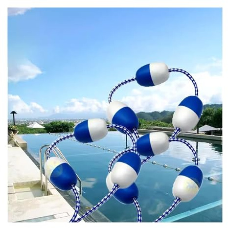 Schwimmbad-Sicherheitsseil, 20 m, leicht, tragbar, Trennwand für tiefes Ende, inklusive Boje und Haken, perfekt für Poolsicherheit und Schutz