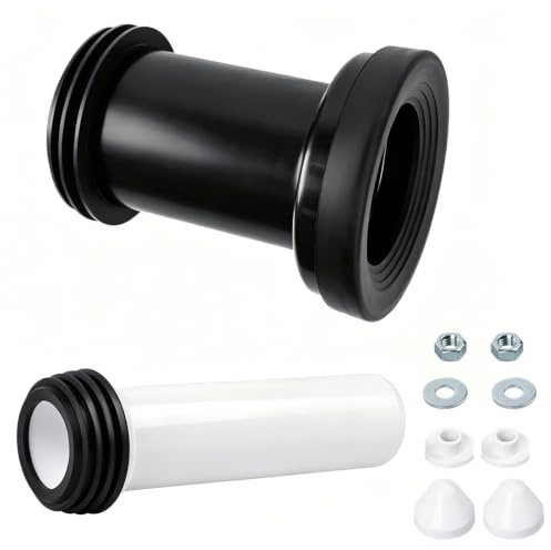 Wand WC Anschluss Set, WC-Spülkasten Anschlussset, WC Anschlussstutzen für PE/PVC Rohr Ø 90/110mm, 185mm Wcs Anschlussset mit Spülrohr Abflussrohr Kappen, WCs Anschluss Set für Modell 152.426.46.1