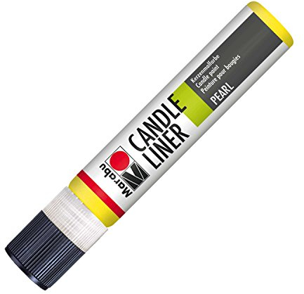 Marabu 18050009019 - Candle Pen Gelb, Kerzenpen, cremig, weiche Wachsmalfarbe, auf Wasserbasis, lichtecht, geruchsneutral, wetterfest, kinderleichte Kerzendeko, 25 ml