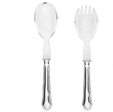 SWEET HOME Par de Cubiertos de Plata para Ensalada con Extremos de Cuerno Barroco cod.505294 cm 23,5x5 by Varotto & Co.