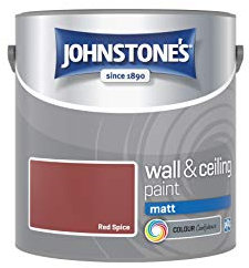 Johnstone's - Wall & Ceiling Paint - Red Spice - Matt Finish - Emulsion Paint - Fantastic Coverage - Easy to Apply - Dry in 1-2 Hours - 12m2 Coverage per Litre - 2.5L