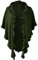 Poncho Cape Trachtentuch Umhang Stola Schultertuch Trachten-Tuch Damen Strickponcho Tracht Strick Trachtenponcho gestrickt Überwurf Volants Rüschen Schal Cashmink, Farbe:olivgrün