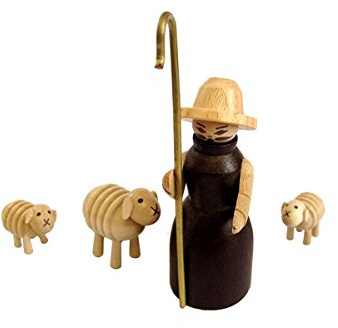 Rudolphs Schatzkiste Miniaturfigur Holzfiguren Schäfer mit Schaf Höhe=9cm NEU Seiffen Erzgebirge Dekoration Holzfiguren Weihnachten Fensterschmuck Spielzeug Deko Weihnachtsfigur
