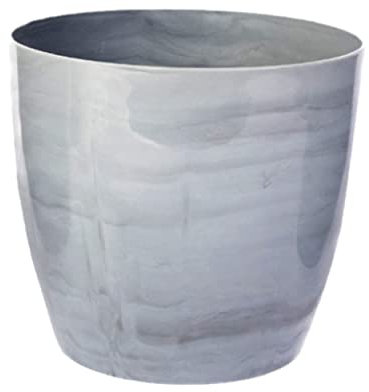 Home Garden Ornaments Plant Pots Indoor 18cm Diameter – Plastic Plant Pot with Grey Marble Colour – Flower Pot with Glossy Surface – Durable Flower Pots Outside (18 cm, Grey Marble)