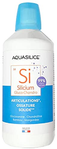 Silicium Glucosamine Chondroïtine - Solution buvable 1L - Enrichi en Bambou & Manganèse - Nettoyage de l'Organisme - Maintien d'une Ossature Solide - Fabriqué en France - Aquasilice