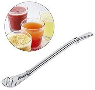 Yosoo 4 PCS Pipette Filtrante de Thé en Acier Inoxydable Paille Potable Cuillère Filtrée Argent