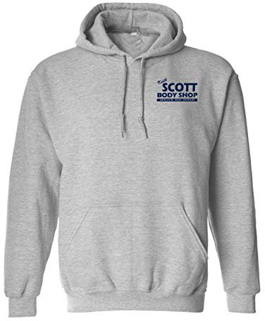 Keith Scott Body Shop TV Sweatshirt mit beidseitigem Aufdruck, Sportgrau W/Marineblau, Medium