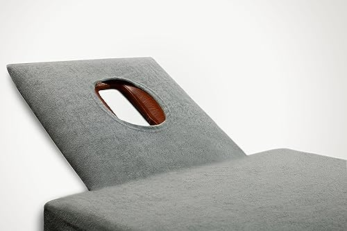 Castejo Spannbezug für Massageliegen, Behandlungsliegen, Therapie-u.Kosmetikliegen mit Gesichtsschlitz Öko-Text geprüft, Frottier (85x200 dunkelgrau)