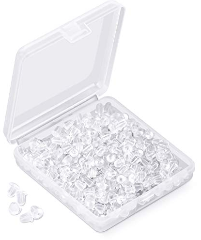 Silikon-Ohrring-Verschlüsse, Ohrring-Verschlüsse, weiche, klare Ohr-Sicherheits-Rückenpolster Backstops, Bullet, Clutch-Stopper, Ersatz für Fischhaken, Ohrstecker, Durchmesser 4 mm 1200 Stück/600 Paar