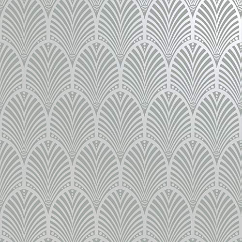 Peacock Art Deco Geo Wallpaper Silver/Grey Holden 65230