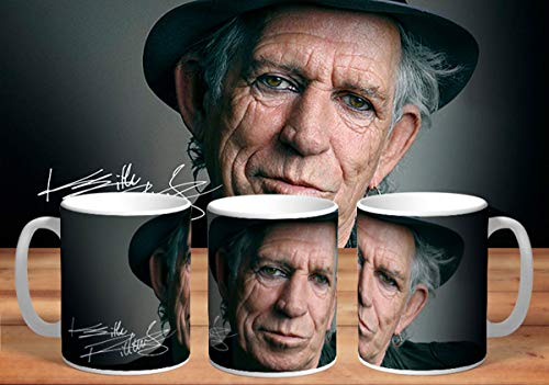 Mugtime (TM) - Inspired by Stones Keith Richards Photography Signature - Gift Mug Cup - Mick Jagger Keith Richards Guitars - Rock Music - Great Gift for Fans - Ceramic 330ml