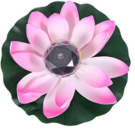 SOLUSTRE LED Solarbetriebene Wasserlaterne Schwimmlaterne Lotus Laterne Künstliche Seerose Lotusblüte Lotusblatt Deko für Pool Teich Garten Hochzeit Party Dekoration Gradient
