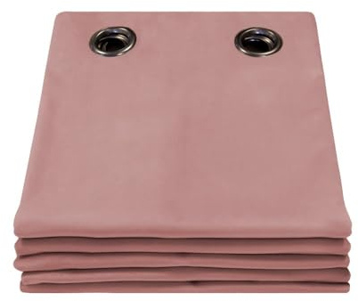 Moondream DecibelControl™ Akustikvorhang 3in1 | Lärmschutz | Thermoisolierung Winter+Sommer | 100% Verdunkelung | Patentierte Technologie | EU | Samt | Ösen | Rosa MC343 | 130B x 260H cm