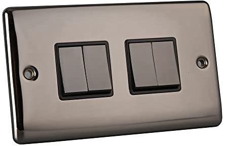 Pentire Interruptor de luz de 2 vías de 4 vías, níquel negro