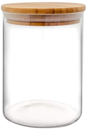 NERTHUS FIH 781-Glas mit Bambusdeckel, 700 ml, Borosilikatglas, Transparent