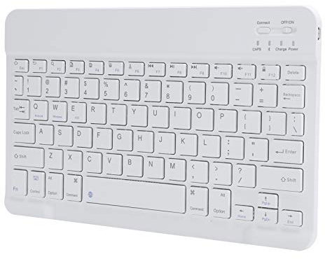 Bluetooth-Tastatur, HB030 13-Zoll-tragbare ultradünne Micro-USB-Bluetooth 3.0-Tastatur mit 78 Tasten für Laptop, Tablet-Computer, Pad Air / 5, Weiß