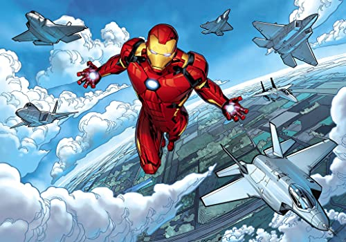 Komar Marvel Vlies Fototapete - Iron Man Flight - Größe: 400 x 280 cm (Breite x Höhe) - Kinderzimmer, Tapete - IADX8-062