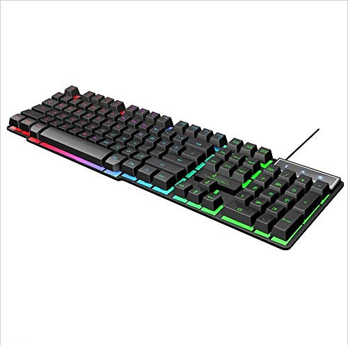 Wired Keyboard AK-600 Wired USB Floating Keycap Characters Glow Backlit Gaming Keyboard(Black) Wired Keyboard (Color : Black)