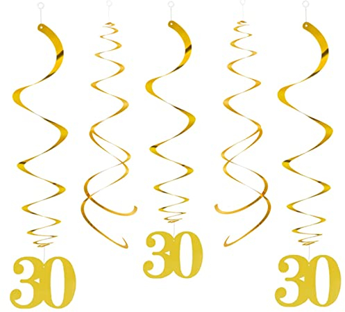 CC wonderland zone 20 Stück Gold 30 Geburtstag Wirbel Deko,Hängende Swirls Streams für 30. Party Dekorationen
