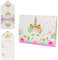 ZHIHUI Lot de 16 invitations de fête licorne magique à paillettes avec enveloppes roses et dorées, prêtes à écrire