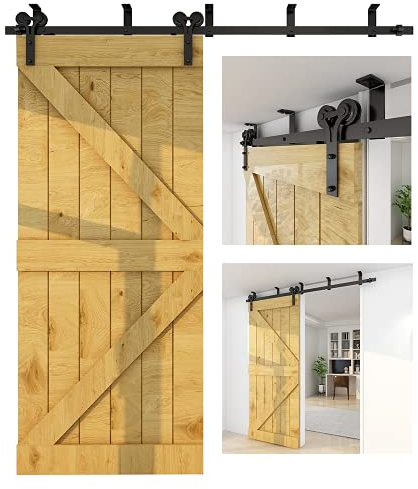 BONIKLUBA 1,8 m Deckenhalterung Schiebetür-Hardware Schienen-Kit schwarz Y-Form Rollenaufhänger Set glatt für Einzeltür