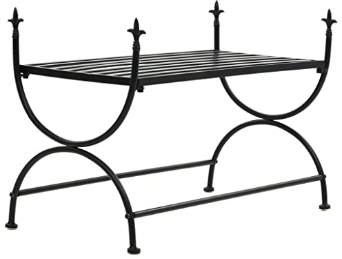 Makastle Gartenbank Metall Vintage-Stil Garten Bank Gartenmöbel Metallbank Wetterfest ohne Rückenlehne Bank Sitzbank Garten Schwarz-Optik, 83 x 42 x 55 cm