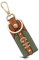 Dolphin Schlüsselanhänger personalisiert - Hochwertiger Kunst Leder Schlüssel Anhänger mit Wunsch-Initialen - für Sie & Ihn (Metall: Chrom-Gold/Leder Imitat: grün/cognac)