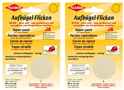 Bügel Flicken Aufbügelflicken Marke Kleiber ZEPHIR Großformat 100% Baumwolle 2er Set Reparatur Flicken 2 Flicken a 40 cm x 12 cm