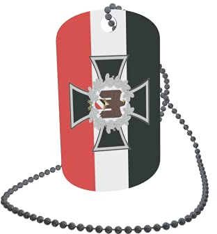 U24 Dog Tag Erkennungsmarke ID Tag an Kette Flagge Eisernes Kreuz mit Adler Alu 30 x 50 mm